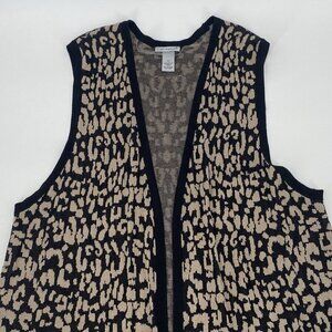 Catherines Women's Animal Print Knit Sleeveless Open Long Cardigan Size 2X Rayon